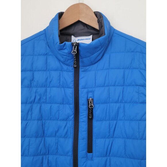 Boeing Quilted Blue Packable Nylon Puffer Vest w/ Zipper Pockets Unisex M - Picture 4 of 7